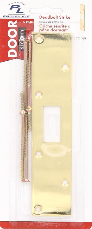 Defender Security U 9425 Super Deadbolt Strike, 7-13/16 in L, 1-5/8 in W, Steel, Brass