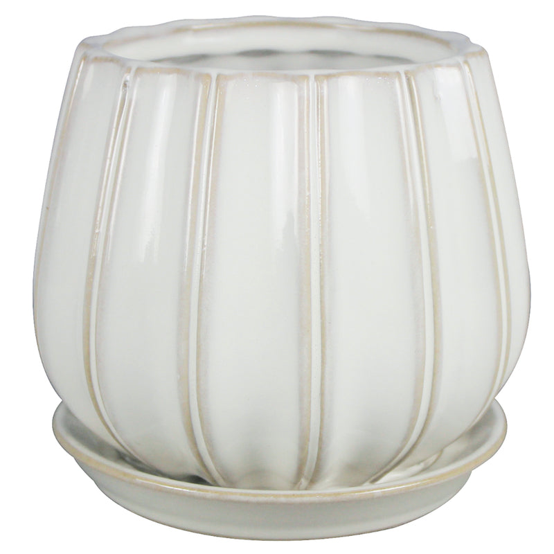 Trendspot Contour 7.28 in. H X 8 in. W X 8 in. D X 8 in. D Ceramic Planter White, Pack of 2