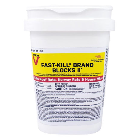 Victor Fast-Kill Brand Blocks II Toxic Oat Rodenticide Bait Blocks For Mice and Rats 4 lb