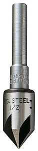 General 195-1/2 Drill Bit, 1/2 in Dia, Countersink, 5-Flute, 1/4 in Dia Shank, Round Shank