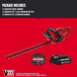 Craftsman V20 CMCHT810C1 20 in. 20 V Battery Hedge Trimmer Kit (Battery & Charger)