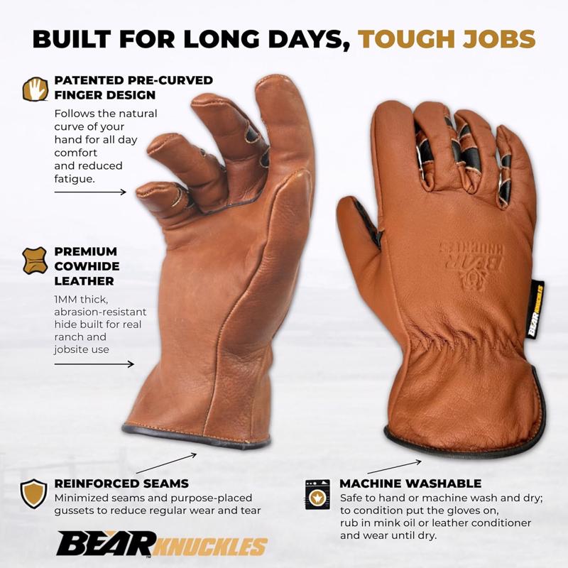 Bear Knuckles Driver Gloves Brown XL 1 pk