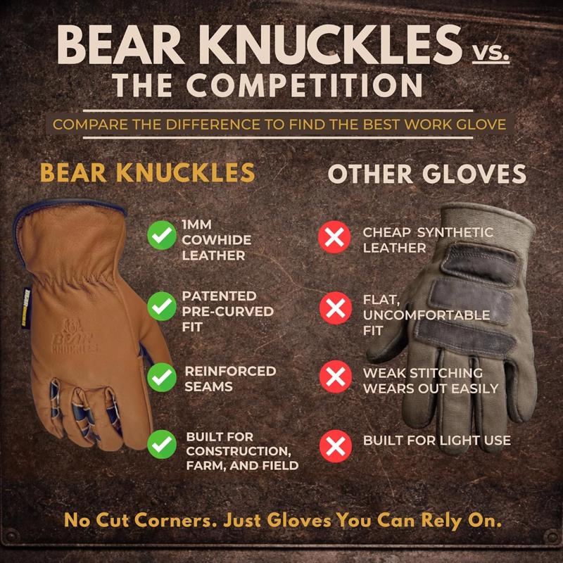 Bear Knuckles Driver Gloves Brown M 1 pk