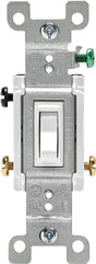 Leviton 1453-2W Switch, 15 A, 120 V, 3-Position, 3-Way, Push-In, Side Wire Terminal, Thermoplastic Housing Material