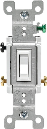 Leviton 1453-2W Series Switch, White, 15 A, 120 V, 3-Position, Push-In Terminal, Thermoplastic Housing Material