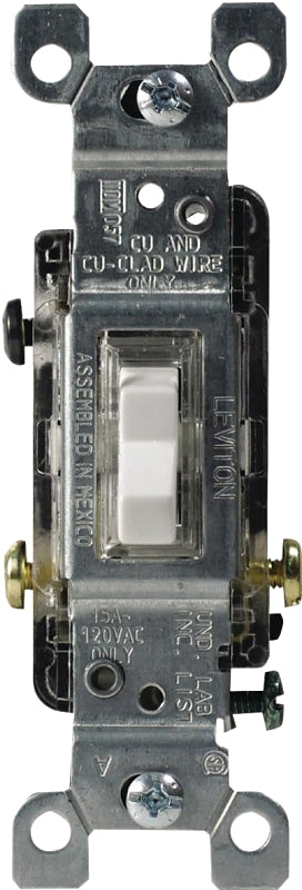 Leviton 1461-GLW Switch, 15 A, 120 V, Push-In Terminal, Thermoplastic Housing Material, Clear
