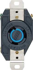 Leviton S01-02320-00D Single Receptacle, 2 -Pole, 250 V, 20 A, NEMA: NEMA L6-20R, Black