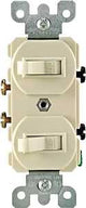 Leviton S01-05224-2IS Duplex Combination Double Switch, 15 A, 120/277 V, Lead Wire Terminal, Ivory