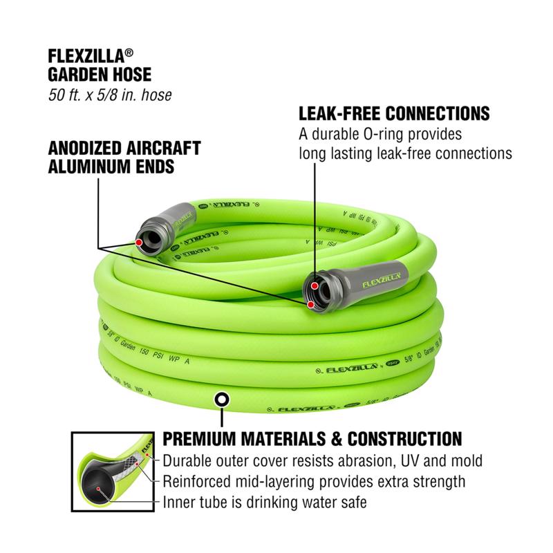 Legacy Flexzilla 5/8 in. D X 50 ft. L Heavy Duty Premium Grade Garden Hose
