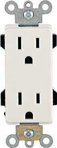 Leviton 242-16252-00W Duplex Receptacle, Polyester, White, 2-Pole, 15 A, 125 V, Back, Side Wiring, NEMA: 5-15R