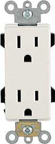 Leviton 242-16252-00W Duplex Receptacle, Polyester, White, 2-Pole, 15 A, 125 V, Back, Side Wiring, NEMA: 5-15R