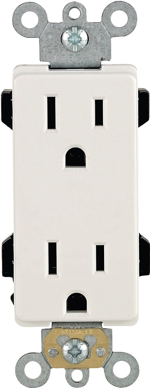 Leviton 242-16252-00W Duplex Receptacle, Polyester, White, 2-Pole, 15 A, 125 V, Back, Side Wiring, NEMA: 5-15R