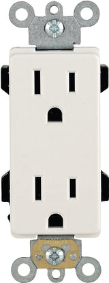 Leviton 242-16252-00W Duplex Receptacle, Polyester, White, 2-Pole, 15 A, 125 V, Back, Side Wiring, NEMA: 5-15R
