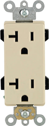 Leviton S01-16352-0IS Duplex Receptacle, Thermoplastic, Ivory, 2-Pole, 20 A, 125 V, Back, Side Wiring, NEMA: 5-20R