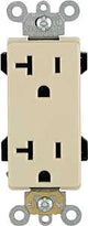 Leviton S01-16352-0IS Duplex Receptacle, Thermoplastic, Ivory, 2-Pole, 20 A, 125 V, Back, Side Wiring, NEMA: 5-20R