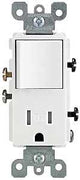 Leviton 5625 Series R62-T5625-0WS Combination Switch/Receptacle, 1-Pole, 15 A, 120 V Switch, 125 V Receptacle, White