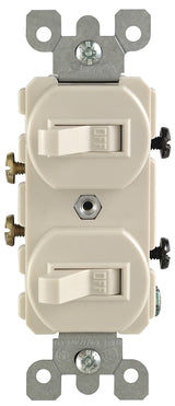 Leviton R56-05224-2TS Combination Switch, 1 -Pole, 15 A, 120/277 V, Wall Mounting, Light Almond