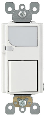 Leviton 6526-W Combination Switch, 15 A, 120 VAC, Back Wire, Side Wire Terminal, White