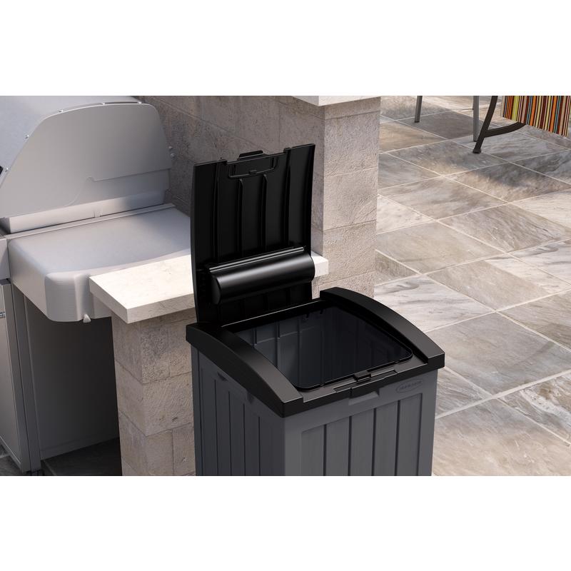 Suncast Trash Hideaway 39 gal Peppercorn Resin Trash Can Lid Included