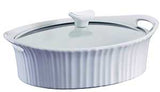 Corningware 1105935 Casserole Dish with Lid, 2.5 qt, Stoneware, French White, Dishwasher Safe: Yes, Pack of 2