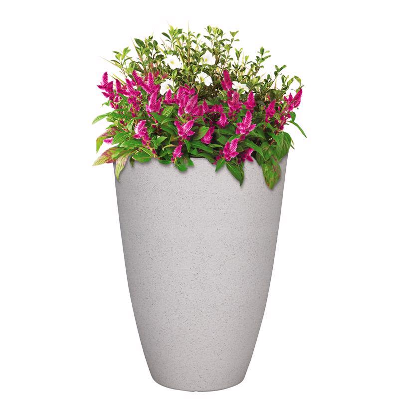 L&G 21.9 in. H X 16 in. D Polyresin Speckle Tall Planter White
