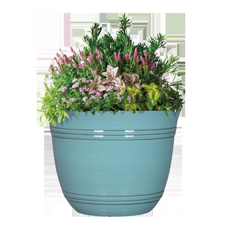 L&G 11 in. H X 14.5 in. W X 14.5 in. D X 14.5 in. D Polyresin Galileo Planter Aqua