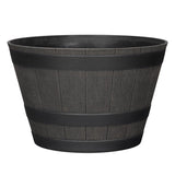 L&G 9 in. H X 14 in. W X 14 in. D X 14 in. D Polyresin Whiskey Barrel Planter Brown