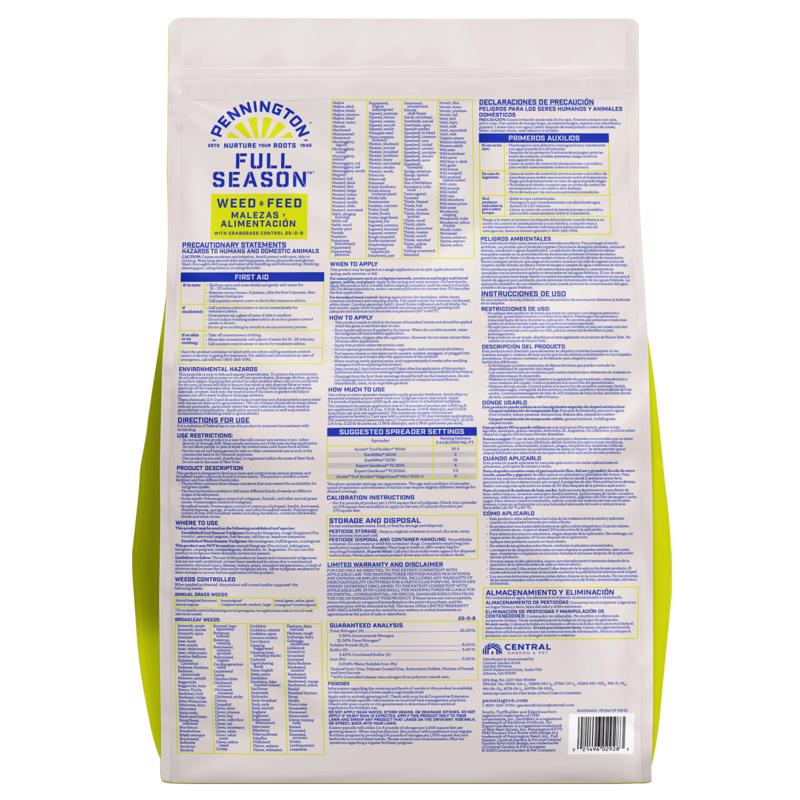 Pennington Full Season Weed & Feed Lawn Fertilizer For Multiple Grass Types 4000 sq ft