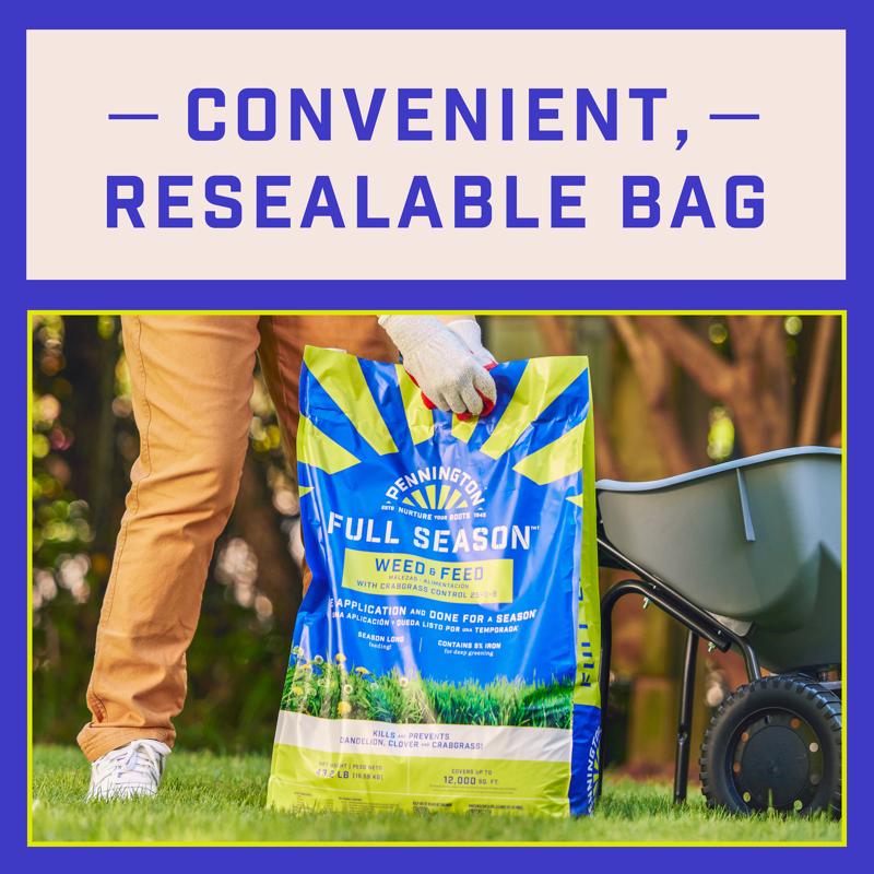 Pennington Full Season Weed & Feed Lawn Fertilizer For Multiple Grass Types 12000 sq ft