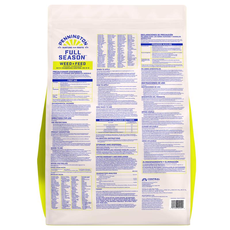 Pennington Full Season Weed & Feed Lawn Fertilizer For Multiple Grass Types 12000 sq ft