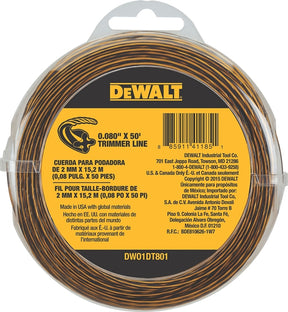 DEWALT DWO1DT801 Trimmer Line, 0.08 in Dia, 50 ft L, Yellow