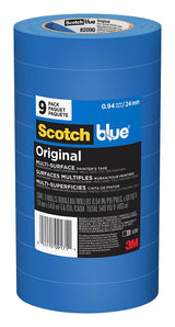 ScotchBlue 2090-24A-CP Painter's Tape, 60 yd L, 1 in W, Crepe Paper Backing, Blue