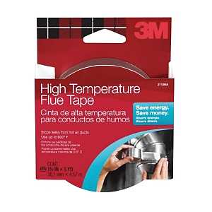 3M 2113 Flue Tape, 15 ft L, 1-1/2 in W, Foil Backing, Silver