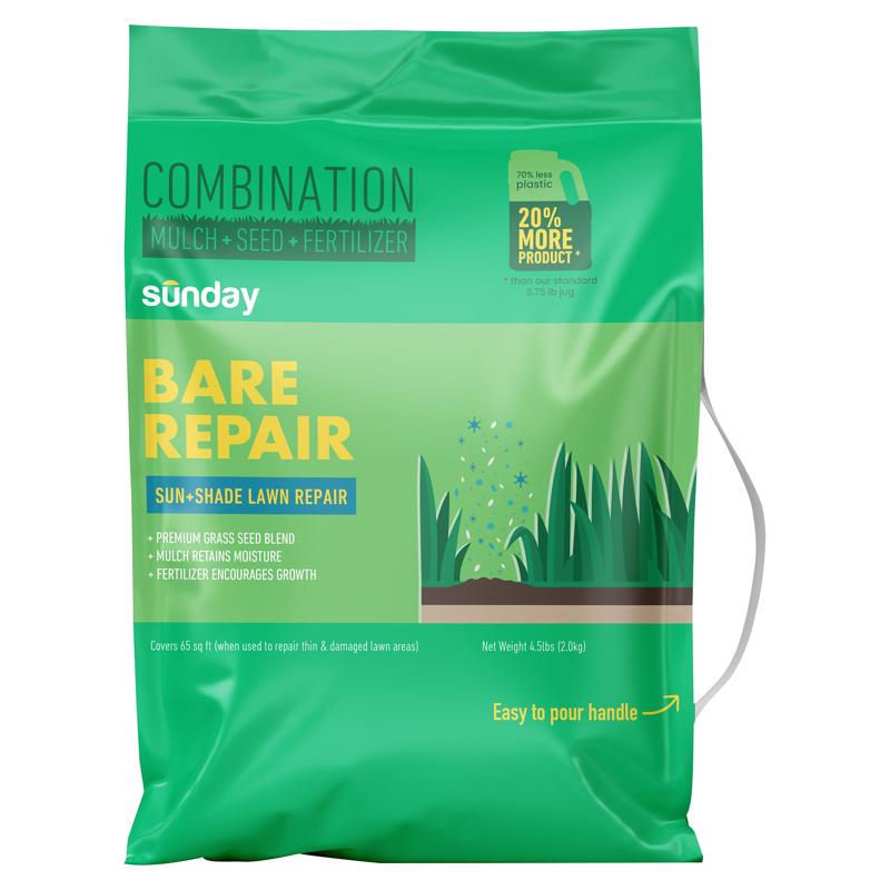 Sunday Bare Repair Tall Fescue Grass Sun or Shade Fertilizer/Mulch/Seed 4.5 lb. capacity, Pack of 4
