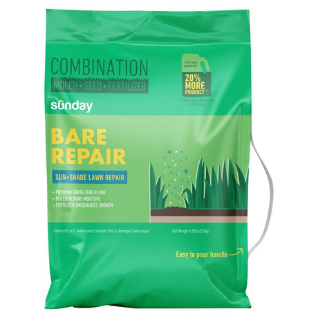Sunday Bare Repair Tall Fescue Grass Sun or Shade Fertilizer/Mulch/Seed 4.5 lb. capacity, Pack of 4