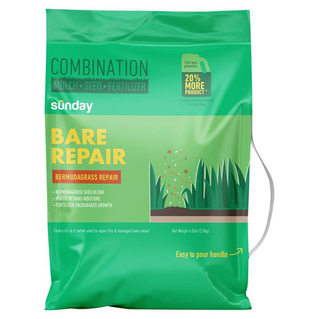 Sunday Bare Repair Bermuda Grass Full Sun Fertilizer/Mulch/Seed 4.5 lb. capacity, Pack of 4
