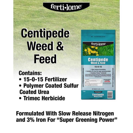 Ferti-lome Centipede Weed & Feed Lawn Fertilizer For Multiple Grass Types 5000 sq ft