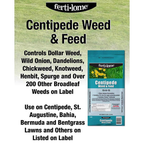 Ferti-lome Centipede Weed & Feed Lawn Fertilizer For Multiple Grass Types 5000 sq ft