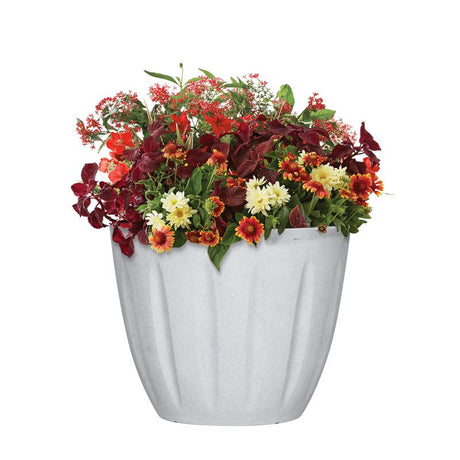 L&G 9.6 in. H X 12 in. W X 12 in. D X 12 in. D Polyresin Spritzer Planter White
