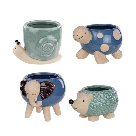 Avera Products Ceramic Animal Succulent Pot Assorted, Pack of 12