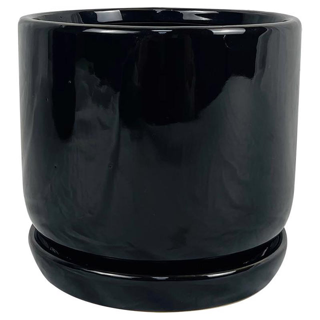 Border Concepts 6 in. D Ceramic Cover Pot Black, Pack of 6