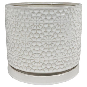 Border Concepts 10 in. D Ceramic Amelia Planter White