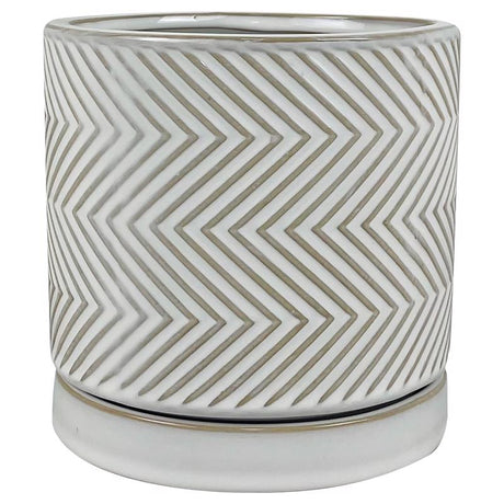 Border Concepts 6 in. D Ceramic Cross Pattern Planter White, Pack of 6