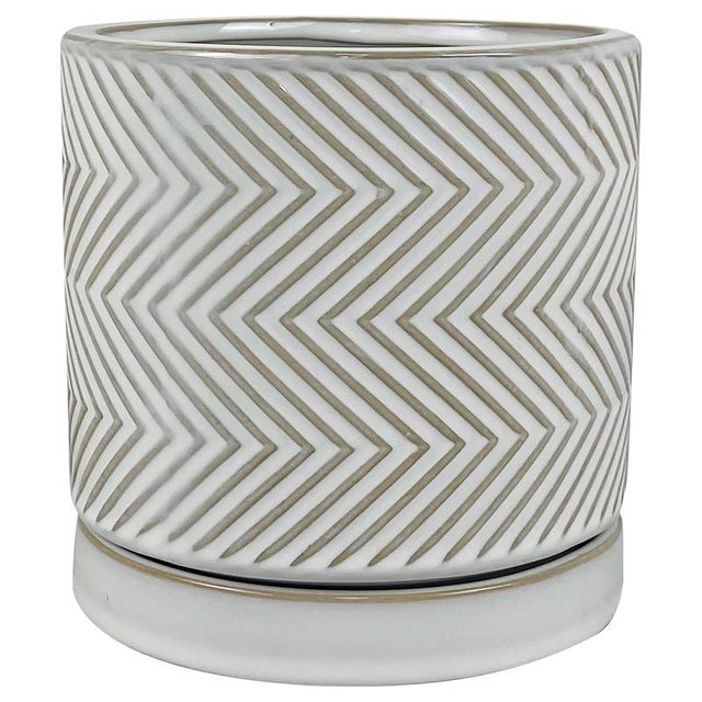 Border Concepts 6 in. D Ceramic Cross Pattern Planter White, Pack of 6