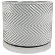 Border Concepts 8 in. D Ceramic Cross Pattern Planter White