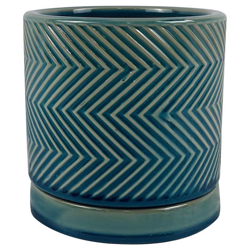 Border Concepts 6 in. D Ceramic Cross Pattern Planter Blue, Pack of 6