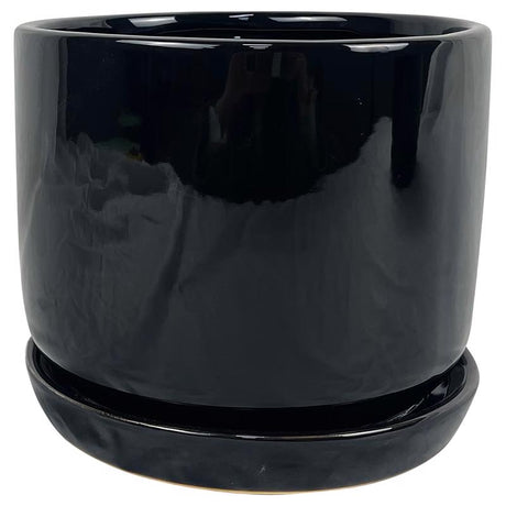 Border Concepts 8 in. D Ceramic Cover Pot Black, Pack of 4