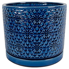 Border Concepts 10 in. D Ceramic Amelia Flower Pot Blue