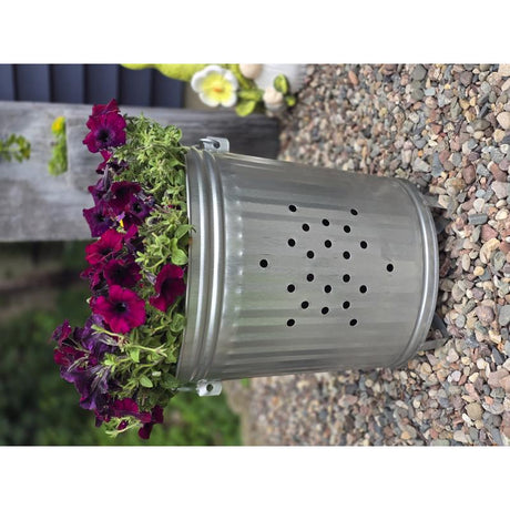 Behrens 7.5 gal Silver Galvanized Steel Trash Burner Can Lid Included Animal Proof/Animal Resistant, Pack of 6