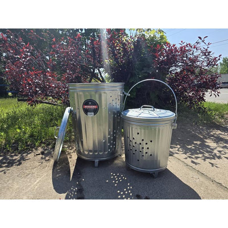 Behrens 7.5 gal Silver Galvanized Steel Trash Burner Can Lid Included Animal Proof/Animal Resistant, Pack of 6